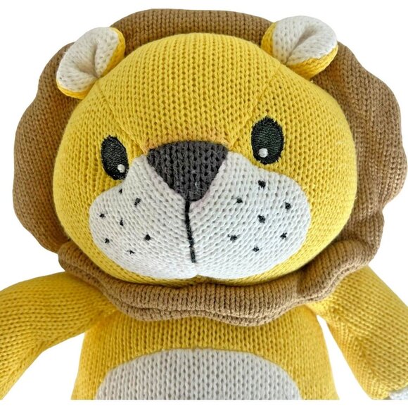 Theodore Elephant And Leo Lion Knitted Plush Living Textiles With Rattle Toy - Picture 3 of 9